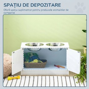 Boluri Înălțate PawHut pentru Câini Mari cu Dulap de Depozitare 44L, Suport Înălțat pentru Hrănirea Confortabilă a Câinilor | Aosom Romania