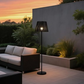 Lampă de podea de exterior neagră cu abajur din frânghie neagră IP44 - Virginia Jayla