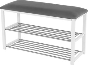 Bancă cu rafturi pantofi, gri/alb, LANGELLA NEW