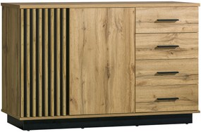 Comodă typ LA6 Laticia (negru mat + Stejar wotan). 1040632