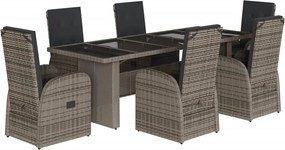 vidaXL Set mobilier de grădină cu perne, 7 piese, gri, poliratan