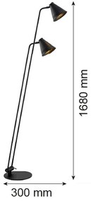 Lampadar AVALONE 2xE27/15W/230V negru Argon 7077