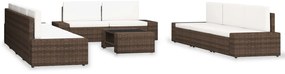 vidaXL Set mobilier de grădină, 10 piese, maro, poliratan