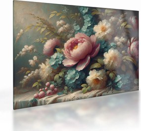 Tablou pe sticlă - Natură moartă cu flori - pictură (70x50 cm)
