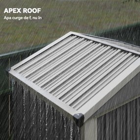 Outsunny Magazie de Grădină 1.1m² din Oțel Zincat, Magazie cu Porți Duble Largi Blocabile, Acoperiș Înclinat, Mănuși, Spațiu pentru Unelte, 133x87x178 cm, Gri Argintiu | Aosom Romania