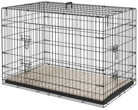 PawHut Cușcă cușcă de transport pliabilă pentru câini cu mână, tavă detașabilă, pernă inclusă 105 x 70 x 75 cm negru | Aosom Romania
