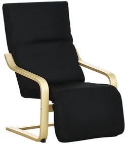 HOMCOM Fotoliu Relaxant Confort si Relaxare cu Cotier reglabil detasabil 94 x 66,5 x 100 cm Lemn Masiv Negru | Aosom Romania