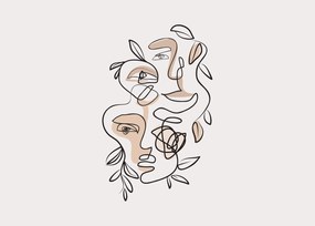Tablou pe sticlă - Line art facials (70x50 cm)