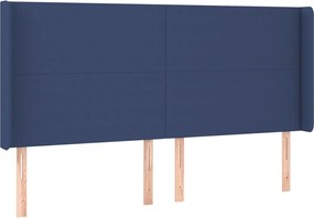 vidaXL Tăblie de pat cu aripioare, albastru, 183x16x118/128 cm, textil