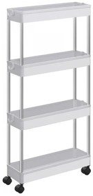 Raft plastic pe roti CART 13,5x42x83 cm alb