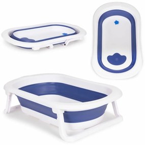 Eco Toys Cada de baie pliabilă pentru copii cu scurgere - albastru