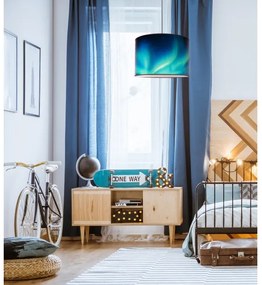 Lustră pe cablu PRINT Duolla L 1xE27/40W/230V d. 45 cm negru/turcoaz