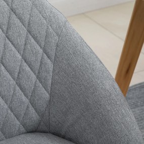 HOMCOM Set de 2 Scaune de Dining Design scandinav, Picioare subtiri din lemn de fag, Scaun cu spătar și brațe ergonomice, Gri | Aosom Romania