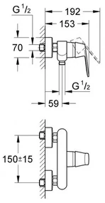Baterie dus, Grohe Eurosmart Cosmopolitan, 32837000