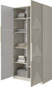 Dulap Asha 100 cm cu față canelată și mânere metalice - cașmir / mânere cașmir