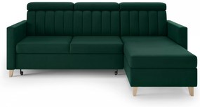 Colțar cu funcție de dormit Vario universal - verde catifea Bluvel 78
