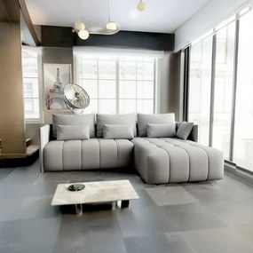 Colțar extensibil dumonde cu ladă de depozitare si sezut confortabil din spuma high-density, Malta Enjoy Silver II 235x185 cm