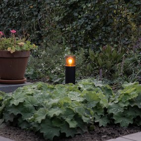 Lampă de exterior de podea neagră cu abajur fumuriu 30 cm IP44 - Odense