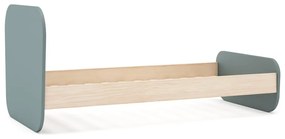 Pat pentru copii verde prăfuit cu aspect de lemn de pin cu somieră 90x190 cm Esteban – Marckeric