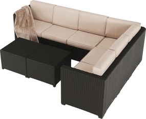 Set de grădină din rattan, 3 piese, maro/bej, RODEN