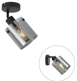 Spot de perete negru de design cu sticlă fumurie - Domo