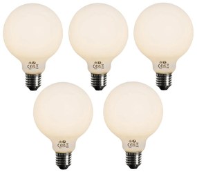 Set de 5 becuri LED E27 G95 opale, reglabile în 3 trepte, 4W 450 lm 2700K