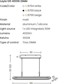 Lustra LED suspendata design modern LAYLA alba 3000K DIMM