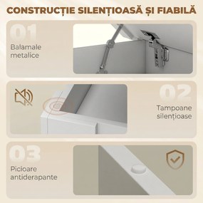 HOMCOM Masă de dining modernă cu spațiu de depozitare, 120 cm, albă | Aosom Romania