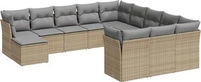 vidaXL Set canapele de grădină cu perne, 12 piese, bej, poliratan