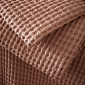 Pătură roz prăfuit din bumbac 150x200 cm Jaipur Chunky Waffle – Pineapple Elephant