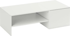 HOMCOM Măsuță de Cafea din Lemn cu Blat Glisant și Raft Deschis și Ascuns, 110x52x36 cm, Alb | Aosom Romania