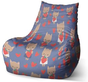 Sac de șezut Bean pisicuțe cu căpșuni - pentru copii, colorat