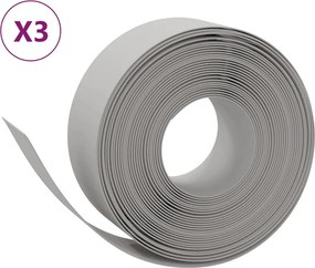 vidaXL Borduri de grădină, 3 buc, gri, 10 m 20 cm, polietilenă
