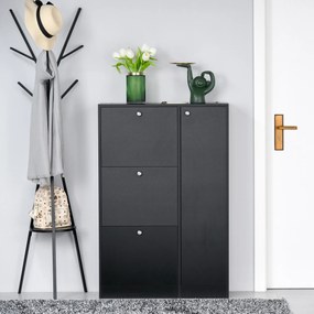 HOMCOM mobilier pentru hol cu ușă pentru pantofi modern din lemn negru 80x24x120cm | Aosom Romania