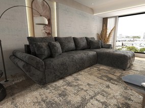 Colțar extensibil dumonde cu ladă de depozitare si sezut confortabil din spuma high-density, Berlin XL Euphoria Negru 350x185 cm II