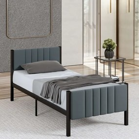 Pat metalic individual LUNOR 90 x 200 cm, antracit, capacitate de încărcare 120 kg