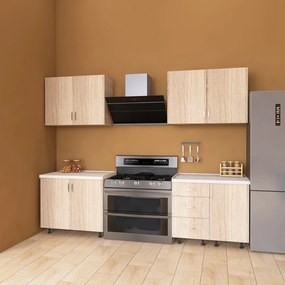 Bucatarie 160 cm Lungime, Material PAL 18mm, Culoare STEJAR SONOMA, Blat termorezistent 2.8 cm Grosime