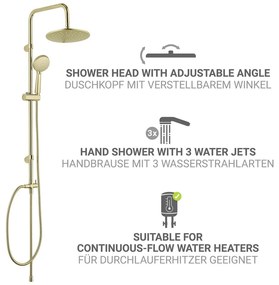 Set de duș auriu mat din oțel inoxidabil 101 cm Young Line – Wenko