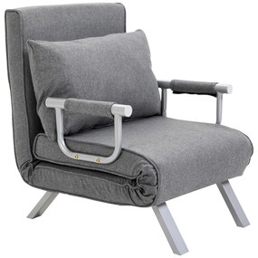 HOMCOM Fotoliu de relaxare cu funcție de întindere, Pat de oaspeți, 65 cm x 69 cm x 80 cm, Gri | Aosom Romania