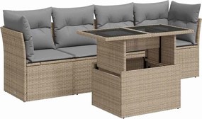 vidaXL Set canapele de grădină cu perne, 5 piese, bej, poliratan