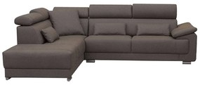 Colţar tapiţat, material textil maro, model stânga, CAILA