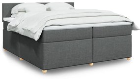 vidaXL Pat box spring cu saltea, gri închis, 200x200 cm, textil