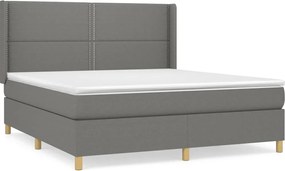 vidaXL Pat continental cu saltea, gri închis, 160x200 cm, țesătură