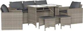 vidaXL Set canapele de grădină cu perne, 6 piese gri deschis poliratan