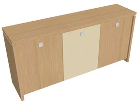 Dulap mic Verno 188 x 46 x 90 cm, uși combinate, stejar deschis / vanilie