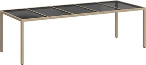 vidaXL Masă de Grădină Bej 250 x 100 x 75 cm poliratan