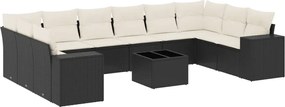 vidaXL Set canapele de grădină cu perne, 11 piese, negru, poliratan