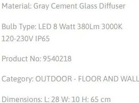 Stalp LED mediu pentru exterior design modern IP65 Cairo gri