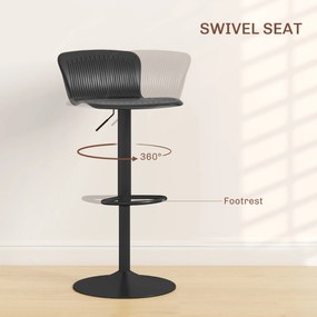 HOMCOM Set 2 Scaune de Bar cu Spătar Ergonomic, 38,5x40x76,5-97,5 cm, Alb | Aosom Romania