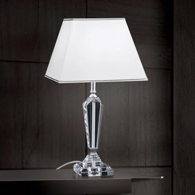 Veioza, lampa de masa design LUX VERONIQUE, crom/ abajur alb